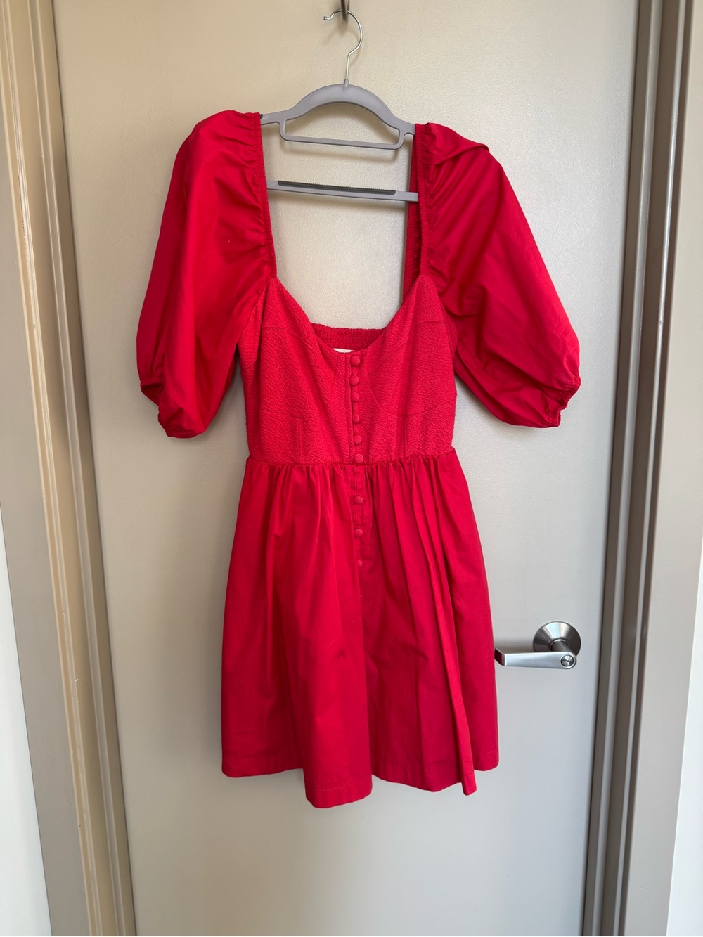 Anthropologie Maeve Puff-Sleeved Sweetheart Mini Dress